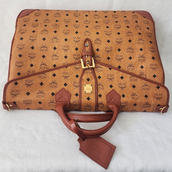 Auth MCM Cognac Visetos Men's Travel Bag - Picture 8 of 12